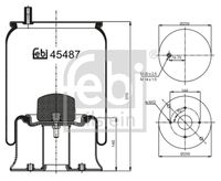 FEBI BILSTEIN 45487 - Espesor [mm]: 260<br>Diámetro exterior [mm]: 160<br>Diámetro exterior [mm]: 215<br>Tamaño de rosca exterior: M8 x 1,5<br>Lado de montaje: Eje trasero izquierda<br>Lado de montaje: Eje trasero, derecha<br>Peso [kg]: 2,7<br>