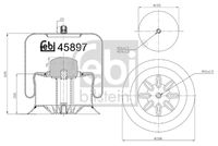 FEBI BILSTEIN 45897 - Espesor [mm]: 310<br>Diámetro exterior [mm]: 155<br>Diámetro exterior [mm]: 280<br>Tamaño de rosca exterior: M16 x 1,5<br>Tamaño de rosca exterior: M24 x 1,5<br>Lado de montaje: Eje trasero<br>Peso [kg]: 7,8<br>Artículo complementario/Información complementaria: con pistón<br>Material, pistones de rodamiento: Acero<br>