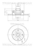 TRISCAN 812010104C - Espesor de disco de frenos [mm]: 20<br>Llanta, nº de taladros: 4<br>Cantidad de agujeros de fijación: 1<br>Espesor [mm]: 38,8<br>Diámetro exterior [mm]: 256<br>corona de agujeros - Ø [mm]: 100<br>Superficie: revestido<br>Tipo de disco de frenos: ventilación interna<br>Lado de montaje: Eje delantero<br>Espesor mínimo [mm]: 18<br>Diámetro de centrado [mm]: 65<br>Peso [kg]: 4,515<br>