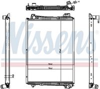 NISSENS 606321 - Versión: 1<br>Material aletas refrigeradoras: Aluminio<br>Profundidad de red [mm]: 42<br>Longitud de red [mm]: 970<br>Ancho de red [mm]: 728<br>Ø entrada [mm]: 56,5<br>Ø salida [mm]: 56,5<br>Tipo radiador: Aletas refrigeración soldadas<br>Artículo complementario / información complementaria 2: sin depósito de compensación<br>Artículo complementario / información complementaria 2: con bastidor<br>Artículo complementario/Información complementaria: sin junta<br>Material depósitos de agua (radiador): Plástico<br>