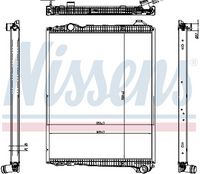 NISSENS 606323 - Versión: 3<br>Material aletas refrigeradoras: Aluminio<br>Profundidad de red [mm]: 42<br>Longitud de red [mm]: 1000<br>Ancho de red [mm]: 827<br>Ø entrada [mm]: 57<br>Ø salida [mm]: 57<br>Tipo radiador: Aletas refrigeración soldadas<br>Artículo complementario / información complementaria 2: sin depósito de compensación<br>Artículo complementario / información complementaria 2: con bastidor<br>Artículo complementario/Información complementaria: sin junta<br>Material depósitos de agua (radiador): Plástico<br>