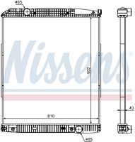 NISSENS 626530 - Material aletas refrigeradoras: Aluminio<br>Profundidad de red [mm]: 40<br>Longitud de red [mm]: 817<br>Ancho de red [mm]: 810<br>Tipo radiador: Aletas refrigeración soldadas<br>Artículo complementario / información complementaria 2: con bastidor<br>Artículo complementario/Información complementaria: con enfriador de aceite<br>Material depósitos de agua (radiador): Plástico<br>