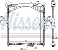 NISSENS 65467A - Material aletas refrigeradoras: Aluminio<br>Profundidad de red [mm]: 48<br>Longitud de red [mm]: 900<br>Ancho de red [mm]: 870<br>Ø entrada [mm]: 64<br>Ø salida [mm]: 64<br>Tipo radiador: Aletas refrigeración soldadas<br>Artículo complementario / información complementaria 2: con caperuza<br>Artículo complementario / información complementaria 2: sin depósito de compensación<br>Artículo complementario / información complementaria 2: con bastidor<br>Artículo complementario/Información complementaria: sin junta<br>Material depósitos de agua (radiador): Plástico<br>