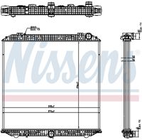 NISSENS 671750 - Versión: 16<br>Material aletas refrigeradoras: Aluminio<br>Profundidad de red [mm]: 56<br>Longitud de red [mm]: 898<br>Ancho de red [mm]: 970<br>Ø entrada [mm]: 61<br>Ø salida [mm]: 61<br>Tipo radiador: Aletas refrigeración soldadas<br>Artículo complementario / información complementaria 2: con caperuza<br>Artículo complementario / información complementaria 2: sin depósito de compensación<br>Artículo complementario / información complementaria 2: con bastidor<br>Artículo complementario/Información complementaria: sin junta<br>Material depósitos de agua (radiador): Plástico<br>