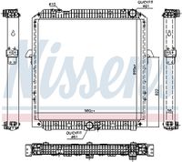 NISSENS 67191 - Versión: 20<br>Material aletas refrigeradoras: Aluminio<br>Profundidad de red [mm]: 56<br>Longitud de red [mm]: 765<br>Ancho de red [mm]: 960<br>Ø entrada [mm]: 61<br>Ø salida [mm]: 61<br>Tipo radiador: Aletas refrigeración soldadas<br>Artículo complementario / información complementaria 2: sin caperuza<br>Artículo complementario / información complementaria 2: sin depósito de compensación<br>Artículo complementario/Información complementaria: sin junta<br>Material depósitos de agua (radiador): Plástico<br>