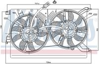 NISSENS 85523 - Lado de montaje: derecha<br>Número paletas de ventilador: 6<br>Tipo de servicio: eléctrico<br>Diámetro [mm]: 315<br>Tensión nominal [V]: 12<br>Artículo complementario / información complementaria 2: sin bastidor de ventilador radiador (armazón)<br>Potencia nominal [W]: 280<br>h embalaje [cm]: 13,00<br>Peso neto [g]: 1922<br>long. de embalaje [cm]: 33,0<br>Ancho de embalaje [cm]: 33,00<br>