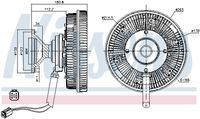 NISSENS 86165 - Versión: 9<br>Material: Acero<br>Material: Aluminio<br>Cantidad de agujeros de fijación: 6<br>Número de enchufes de contacto: 5<br>Tipo de servicio: eléctrico<br>Diámetro exterior [mm]: 237<br>Tensión [V]: 24<br>