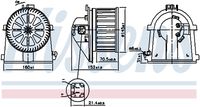 NISSENS 87598 - Vehículo con dirección a la izquierda / derecha: para vehic. dirección izquierda<br>Equipamiento de vehículo: para vehículos sin aire acondicionado<br>Diámetro [mm]: 145<br>Número de enchufes de contacto: 2<br>Potencia[W]: 198<br>Sentido de giro: Sentido de giro a la izquierda (antihorario)<br>Tensión [V]: 12<br>Artículo complementario / información complementaria 2: sin resistencia<br>