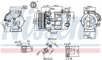 NISSENS 890210 - ID compresor: SE 6C12<br>poleas - Ø [mm]: 119<br>Número de canales: 6<br>Tensión [V]: 12<br>Técnica conexión: FLANGIA<br>para artículo nr.: KSB380S<br>