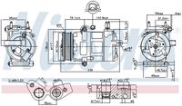 NISSENS 890217 - ID compresor: 7VS19iC<br>poleas - Ø [mm]: 110<br>Número de canales: 6<br>Tensión [V]: 12<br>Técnica conexión: FLANGIA<br>Calidad: OE EQUIVALENT<br>