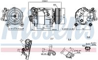 NISSENS 891019 - Versión: 3<br>poleas - Ø [mm]: 110<br>Capacidad compresor [cc]: 150<br>ID compresor: CVC<br>Aceite para compresor: PAG 46<br>Artículo complementario / información complementaria 2: con aceite de compresor PAG<br>Ø entrada [mm]: 18<br>Ø salida [mm]: 12<br>Número de canales: 6<br>Número de enchufes de contacto: 2<br>Capacidad aceite [ml]: 150<br>Agente frigorífico: R 134 a<br>Tensión [V]: 12<br>Artículo complementario / información complementaria 2: con acoplamiento magnético<br>Artículo complementario / información complementaria 2: sin diodo<br>