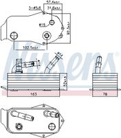 NISSENS 91353 - Longitud de red [mm]: 163<br>Ancho de red [mm]: 78<br>Tipo radiador: Aletas refrigeración soldadas<br>Artículo complementario / información complementaria 2: con termostato<br>Artículo complementario/Información complementaria: con juntas<br>h embalaje [cm]: 10,50<br>Ancho de embalaje [cm]: 16,50<br>long. de embalaje [cm]: 26,5<br>Peso neto [g]: 946<br>