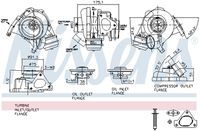 NISSENS 93105 - Tipo de sobrealimentación: Turbo VTG<br>Tipo de sobrealimentación: Actuador controlado neumáticamente (accionador)<br>Restricción de fabricante: Garrett/Honeywell<br>Artículo complementario/Información complementaria: con juntas<br>Forma daptador: Plano<br>peso neto [kg]: 6,45<br>