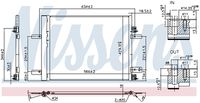 NISSENS 941042 - Profundidad de red [mm]: 12<br>Longitud de red [mm]: 531<br>Ancho de red [mm]: 416<br>Propiedad química: resistente a la corrosión<br>Material: Aluminio<br>Agente frigorífico: R 134 a<br>Agente frigorífico: R 1234yf<br>Artículo complementario / información complementaria 2: con secador<br>