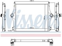 NISSENS 961298 - Material aletas refrigeradoras: Aluminio<br>Tipo de refrigeración: refrigerado por aire<br>Profundidad de red [mm]: 62<br>Longitud de red [mm]: 1000<br>Ancho de red [mm]: 738<br>Material depósitos de agua (radiador): Aluminio<br>Tipo radiador: Aletas refrigeración soldadas<br>