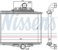 NISSENS 97024 - Diámetro de entrada 1 [mm]: 85<br>Diámetro de salida 1 [mm]: 85<br>Tipo radiador: Aletas refrigeración soldadas<br>Material: Aluminio<br>Material: Plástico<br>Longitud de red [mm]: 593<br>Ancho de red [mm]: 736<br>Profundidad de red [mm]: 80<br>