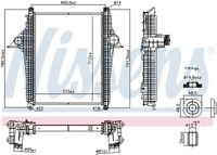 NISSENS 97097 - Material aletas refrigeradoras: Aluminio<br>Tipo de refrigeración: rerigerado por agua<br>Profundidad de red [mm]: 130<br>Longitud de red [mm]: 490<br>Ancho de red [mm]: 182<br>Material depósitos de agua (radiador): Aluminio<br>Tipo radiador: Aletas refrigeración soldadas<br>