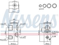 NISSENS 999426 - País producción vehículo: Marruecos<br>Diámetro de entrada 1 [mm]: 8,6<br>Diámetro de salida 1 [mm]: 11,8<br>Diámetro de entrada 2 [mm]: 14,6<br>Diámetro de salida 2 [mm]: 17,7<br>Agente frigorífico: R 134 a<br>Altura de construcción [mm]: 82,0<br>Longitud [mm]: 33,0<br>Ancho [mm]: 26<br>long. de embalaje [cm]: 10,0<br>Peso neto [g]: 130<br>h embalaje [cm]: 4,00<br>Ancho de embalaje [cm]: 5,00<br>