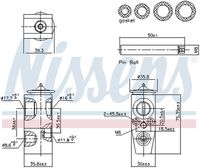 NISSENS 999448 - Diámetro de entrada 1 [mm]: 9<br>Diámetro de entrada 2 [mm]: 16<br>Material: Aluminio<br>Diámetro de salida 1 [mm]: 11,8<br>Diámetro de salida 2 [mm]: 17,7<br>Agente frigorífico: R 134 a<br>Agente frigorífico: R 1234yf<br>