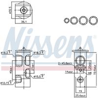 NISSENS 999455 - año construcción desde: 02/2009<br>año construcción hasta: 04/2010<br>Diámetro de entrada 1 [mm]: 10<br>Diámetro de entrada 2 [mm]: 18,3<br>Material: Aluminio<br>Diámetro de salida 1 [mm]: 15,5<br>Diámetro de salida 2 [mm]: 18,3<br>Agente frigorífico: R 134 a<br>Agente frigorífico: R 1234yf<br>