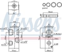 NISSENS 999427 - para OE N°: 9821294480<br>Diámetro de entrada 1 [mm]: 11<br>Diámetro de entrada 2 [mm]: 14,6<br>Material: Aluminio<br>Diámetro de salida 1 [mm]: 11,8<br>Diámetro de salida 2 [mm]: 17,5<br>Agente frigorífico: R 134 a<br>Agente frigorífico: R 1234yf<br>