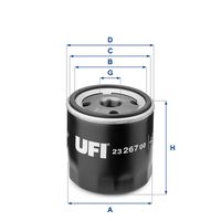 UFI 2326700 - Tipo de filtro: Filtro principal<br>Peso [kg]: 0,31<br>Altura [mm]: 77<br>Medida de rosca: 3/4-16<br>Diámetro exterior 1 [mm]: 76<br>Diámetro exterior 2 [mm]: 76<br>