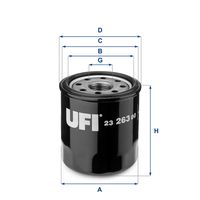 UFI 2326300 - Tipo de filtro: Filtro enroscable<br>Altura [mm]: 73<br>Medida de rosca: 3/4-16 UNF<br>Diámetro exterior [mm]: 69<br>Diám. int. 1 [mm]: 62<br>Diám. int. 2[mm]: 55<br>