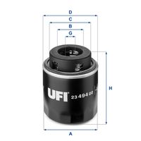 UFI 2349400 - año construcción desde: 07/2010<br>Tipo de filtro: Filtro principal<br>Peso [kg]: 0,380<br>Altura [mm]: 96<br>Medida de rosca: 3/4-16<br>Diámetro exterior 1 [mm]: 76<br>Diámetro exterior 2 [mm]: 76<br>