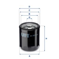 UFI 2340100 - Tipo de filtro: Filtro enroscable<br>Altura [mm]: 85<br>Diámetro exterior [mm]: 76<br>Diámetro 3 [mm]: 62<br>Diámetro 4 [mm]: 72<br>Rosca 1: M20x1,5<br>