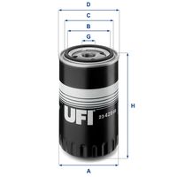 UFI 2342900 - Tipo de filtro: Filtro principal<br>Peso [kg]: 0,54<br>Altura [mm]: 150<br>Medida de rosca: 3/4-16<br>Diámetro exterior 1 [mm]: 93<br>Diámetro exterior 2 [mm]: 93<br>