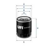 UFI 2351900 - Tipo de filtro: Filtro enroscable<br>Altura [mm]: 86<br>Diámetro exterior [mm]: 74<br>Diámetro 3 [mm]: 70<br>Diámetro 4 [mm]: 63<br>Rosca 1: M22x1,5<br>