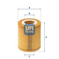 UFI 2502800 - Tipo de filtro: Filtro principal<br>Peso [kg]: 0,07<br>Altura [mm]: 80<br>Diámetro interior [mm]: 32<br>Diámetro exterior 1 [mm]: 72<br>Diámetro exterior 2 [mm]: 72<br>