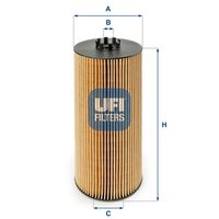 UFI 2506200 - Tipo de filtro: Filtro principal<br>Peso [kg]: 0,35<br>Altura [mm]: 264<br>Diámetro interior [mm]: 56<br>Diámetro exterior 1 [mm]: 113<br>