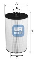 UFI 2509700 - Tipo de filtro: Filtro principal<br>Peso [kg]: 0,23<br>Altura [mm]: 204<br>Diámetro interior [mm]: 52<br>Diámetro exterior 1 [mm]: 120<br>Diámetro exterior 2 [mm]: 120<br>