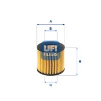 UFI 2511600 - Tipo de filtro: Filtro principal<br>Peso [kg]: 0,04<br>Altura [mm]: 57<br>Diámetro interior [mm]: 28<br>Diámetro exterior 1 [mm]: 62<br>Diámetro exterior 2 [mm]: 62<br>