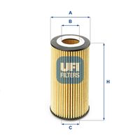 UFI 2515400 - Tipo de filtro: Filtro principal<br>Peso [kg]: 0,28<br>Altura [mm]: 128<br>Diámetro interior [mm]: 32<br>Diámetro exterior 1 [mm]: 65<br>