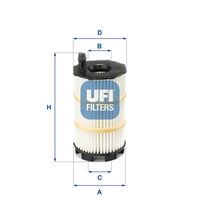 UFI 2514300 - Tipo de filtro: Filtro principal<br>Peso [kg]: 0,11<br>Altura [mm]: 101<br>Diámetro interior [mm]: 27<br>Diámetro exterior 1 [mm]: 68<br>Diámetro exterior 2 [mm]: 68<br>