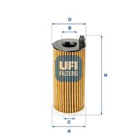 UFI 2518800 - Tipo de filtro: Cartucho filtrante<br>Altura [mm]: 134<br>Diámetro exterior [mm]: 53<br>Diámetro interior [mm]: 20<br>