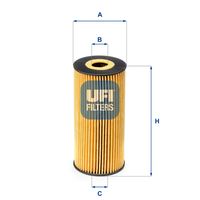 UFI 2516600 - Tipo de filtro: Filtro principal<br>Peso [kg]: 0,09<br>Altura [mm]: 131<br>Diámetro interior [mm]: 26<br>Diámetro exterior 1 [mm]: 65<br>