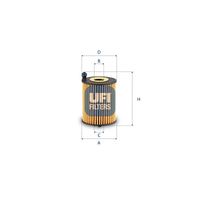 UFI 2525300 - Tipo de filtro: Cartucho filtrante<br>Altura [mm]: 117<br>Diámetro exterior [mm]: 65<br>Diámetro interior [mm]: 21<br>