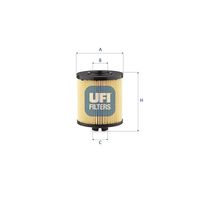 UFI 2528300 - Tipo de filtro: Cartucho filtrante<br>Altura [mm]: 122<br>Diámetro exterior [mm]: 91<br>Diámetro interior [mm]: 34<br>