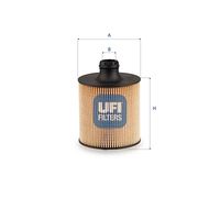 UFI 2528400 - Tipo de filtro: Cartucho filtrante<br>Altura [mm]: 122<br>Diámetro exterior [mm]: 83<br>Diámetro interior [mm]: 27<br>