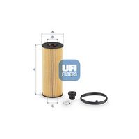 UFI 2529100 - Tipo de filtro: Cartucho filtrante<br>Altura [mm]: 144<br>Diámetro exterior [mm]: 55<br>Diámetro interior [mm]: 26<br>