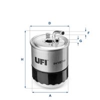 UFI 2410700 - Tipo de filtro: Primer filtro<br>Peso [kg]: 0,42<br>Altura [mm]: 128<br>Diámetro interior [mm]: 10<br>Diámetro exterior 1 [mm]: 91<br>Diámetro exterior 2 [mm]: 91<br>