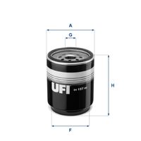 UFI 2415700 - Código de motor: D13C460<br>Restricción de fabricante: 11<br>año construcción desde: 09/2012<br>Tipo de filtro: Cartucho filtrante<br>Rosca 1: 1-14 UNS<br>Rosca 2: 3 1/8-10 UNS<br>Altura [mm]: 160<br>Diámetro exterior [mm]: 110<br>