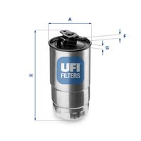 UFI 2442700 - Tipo de filtro: Primer filtro<br>Peso [kg]: 0,51<br>Altura [mm]: 177<br>Diámetro interior [mm]: 8<br>Diámetro exterior 1 [mm]: 80<br>Diámetro exterior 2 [mm]: 83<br>