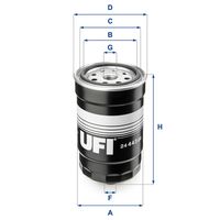 UFI 2444300 - País producción vehículo: República Checa<br>N.º de chasis (VIN): TMA...<br>Tipo de filtro: Primer filtro<br>Peso [kg]: 0,48<br>Altura [mm]: 160<br>Medida de rosca: M16X1.5<br>Diámetro exterior 1 [mm]: 85<br>Diámetro exterior 2 [mm]: 85<br>