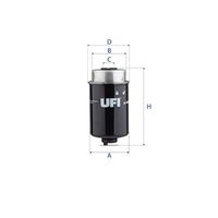 UFI 2446400 - Tipo de filtro: Cartucho filtrante<br>Altura [mm]: 170<br>Diámetro exterior [mm]: 90<br>Diámetro interior [mm]: 22<br>