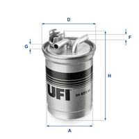 UFI 2445100 - Tipo de filtro: Primer filtro<br>Peso [kg]: 0,38<br>Altura [mm]: 157<br>Diámetro interior [mm]: 10<br>Diámetro exterior 1 [mm]: 76<br>Diámetro exterior 2 [mm]: 88<br>