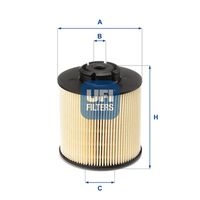 UFI 2601700 - Tipo de filtro: Primer filtro<br>Peso [kg]: 0,22<br>Altura [mm]: 100<br>Diámetro interior [mm]: 30<br>Diámetro exterior 1 [mm]: 91<br>Diámetro exterior 2 [mm]: 91<br>